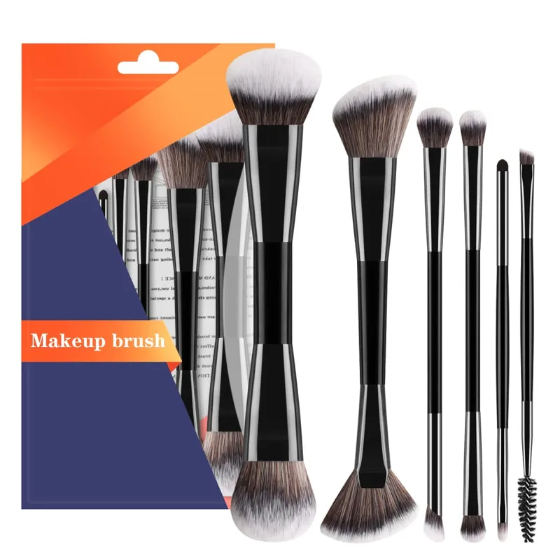6Pcs Double Head Makeup Brush Set Powder Blush Contour Eyeshadow Eyebrow Brushes Full Face Cosmetic Tools — image 9
