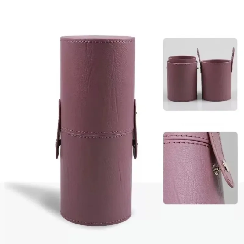 PU Leather Makeup Brush Bucket Dust-Proof Waterproof Empty Cosmetic Brushes Pen Holder Portable Makeup Brush Organizer — image 14