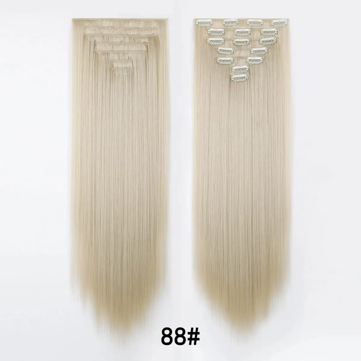 24 Inch Clip-in Hair Extensions 7 Pcs Long Straight Synthetic Hair Extensions Invisible Clip-ins Hairpieces for Women Daily