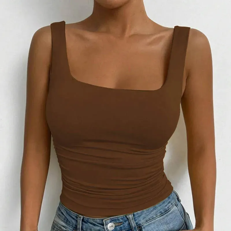 Women's Square Neck Sleeveless Cami Top Casual Basic Crop Top — image 10
