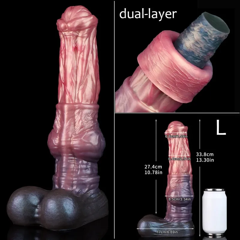 Double Layer Silicone Fantasy Dog Knot Dildo Blue Butt Plug with Sucker Anal Dilator Masturbate Sex toy for Adult 18+ — image 15