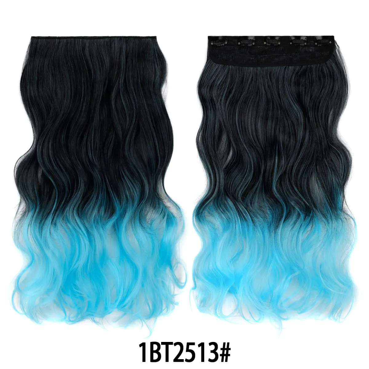 Jeedou uma peça 5 clipes ondulado ombre clipe em extensões de cabelo longo onda de água cabelo encaracolado sintético pedaço arco-íris colorido cabelo — image 35
