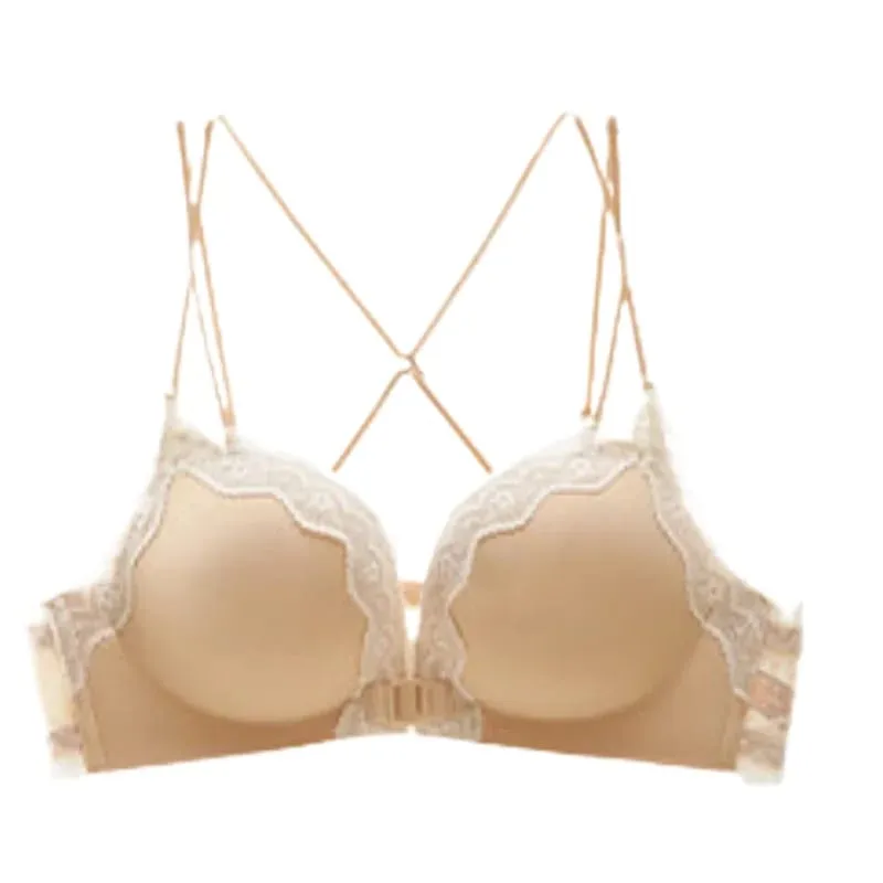 Comfortable Leopard Print Front Fastening Bra Set for Women Backless Small Chest Enhancing Hot Sale Lingerie — image 15