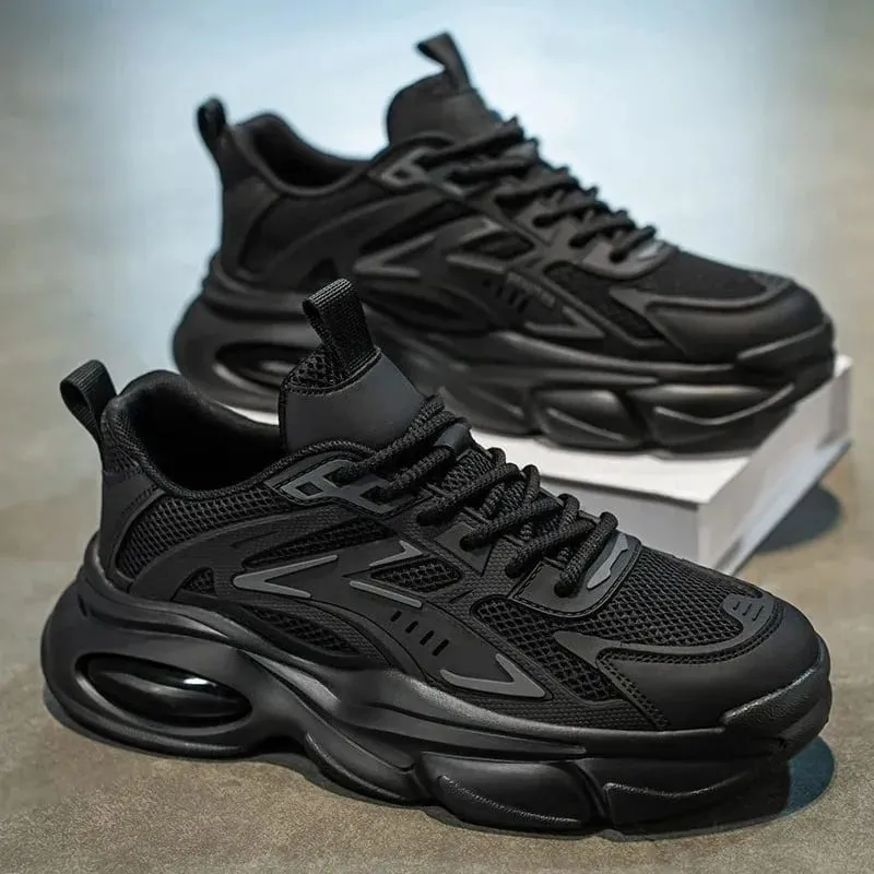 1 Pair Men's Summer Breathable Running Shoes Fashionable Dad Style Thick Bottom Sports Sneakers Casual Low Top Rubber Outsole — image 3