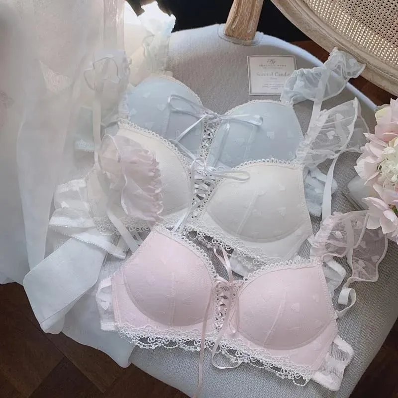 Cute German Style Bralette Set Wireless Lace Training Bra for Teens Sweet First Bra for Small Chest Comfortable Girls Lingerie — image 1