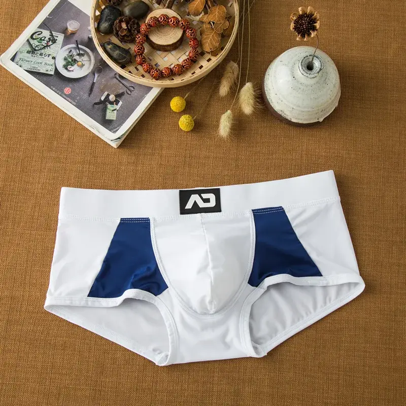 Cueca masculina de seda com leite de ângulo plano, confortável e adequada para a pele, respirável, sedosa, suave, secagem rápida, boxers baixos — image 3