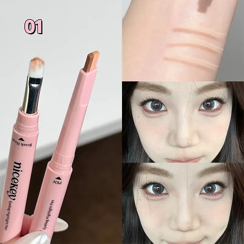 Two-tone Paste Lying Silkworm Pen Under Eye Liner Brighten Shadow Pencil Makeup Nude Pink Beige Eyeliner Pen Contouring