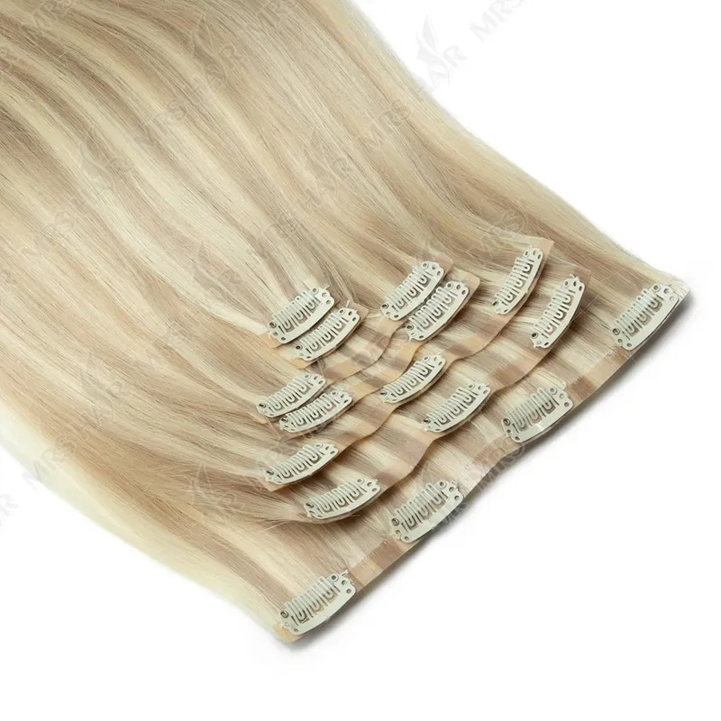 Human Hair Invisible PU Clip In Extensions Injected PU Tape Weft 7Pcs/set 12-24inch 100G 120G Clip On Hair Comfortable Wear