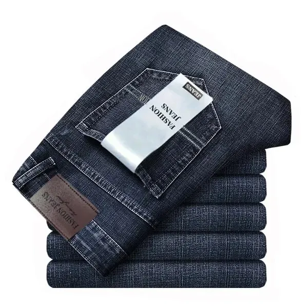 2026 Top Brand Washed Jeans Trousers Four Season Men's High Quality Jeans Business Casual High Waist Denim Pants
