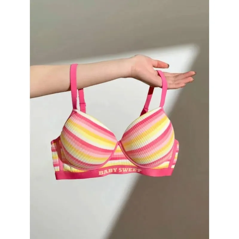 Seamless Bra Set for Women Rainbow Striped Shaping Bralette Lifting & Anti-Sagging Lingerie Small Bust Fit S-XL — image 2