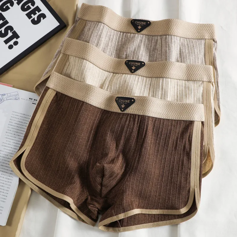 3PCS/Pack 100% Cotton Solid Striped Panties na Panlalaki Para sa 40-100kg Breathable Mesh Crotch Underpants High Elastic Waistband Boxer — image 18
