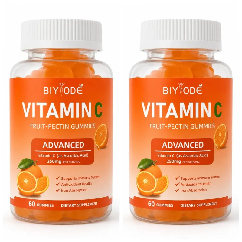 Vitamin C Gummies 250mg with Vitamins A and E Orange Fruit Pectin Chewables 60 Count Daily Nutrition for Adults Men & Women