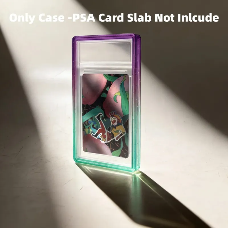 Glitter TPU Slab Bumper Guard Case Holder Protective Skin Display Sleeves with Clear Back for PSA 35PT Graded Trading Card