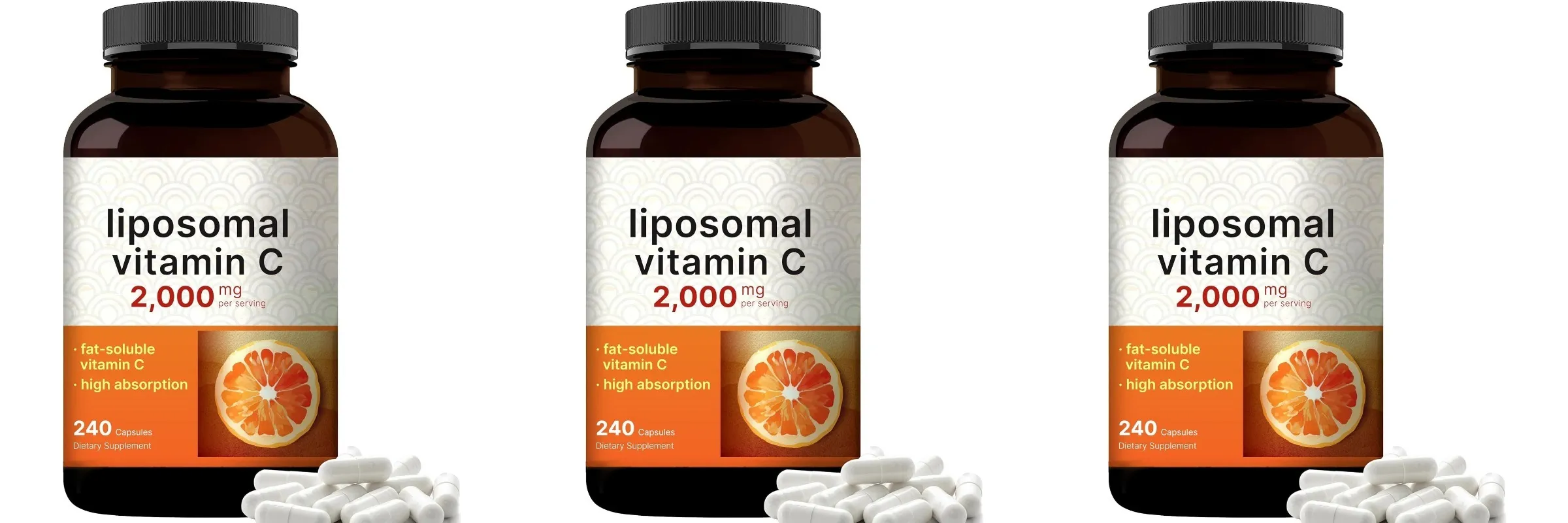 Liposomal Vitamin C 2000mg High Absorption Fat-Soluble 240 Capsules 60 Servings Non-GMO Gluten Free