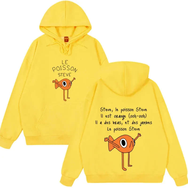 2025 Funny Fish Le Poisson Steve T Shirt Memes Cartoon Print Hoodies Spring Winter Style Fleece Hoodies Funny Couple Streetwears — image 11