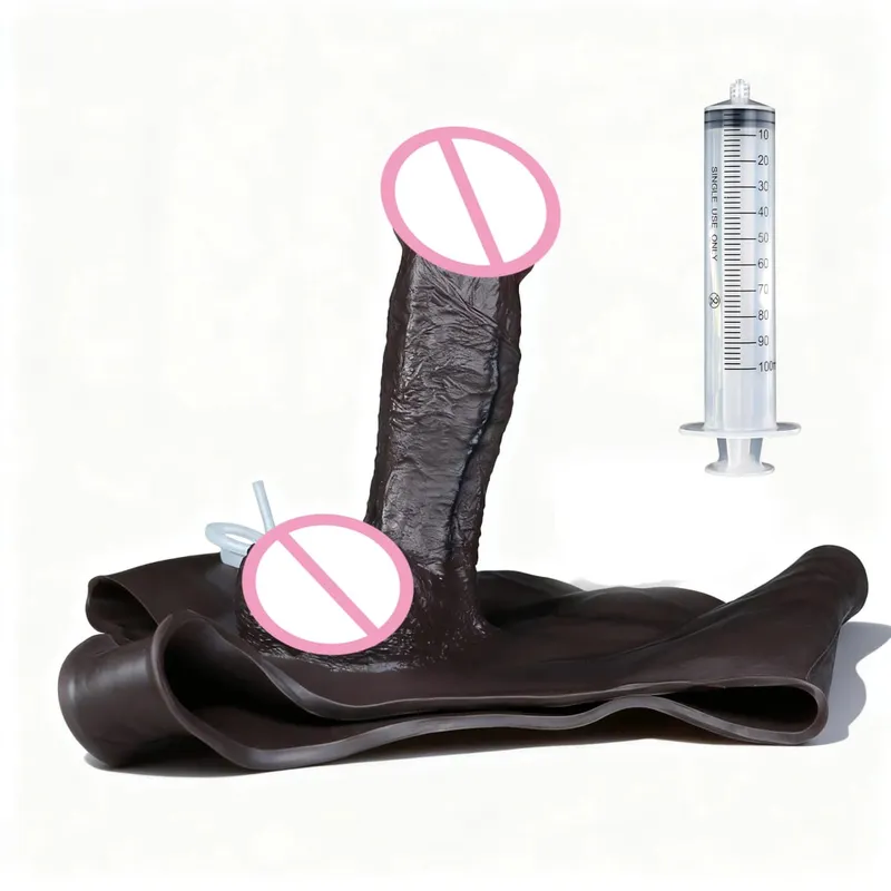 Black Nude Strapon Malaking Makatotohanang Ejaculation Dildo Silicone Squirting Panties Na May Simulated Solid Penis Sex Toy Para sa mga Babae — image 36
