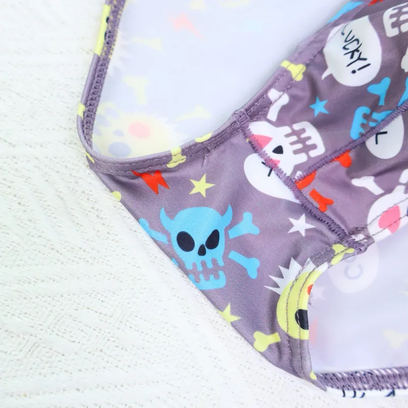 Cuecas masculinas de cintura baixa com bolsa grande e estampa de caveira, tecido elástico confortável para uso diário