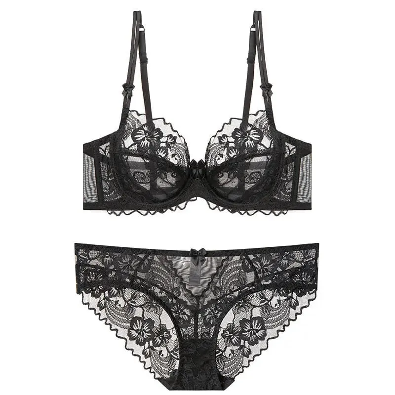 Victorian Lace Purple Underwear Set Soft Underwire Bralette Ultra Thin Anti-sagging Elegant Female Underwear Set