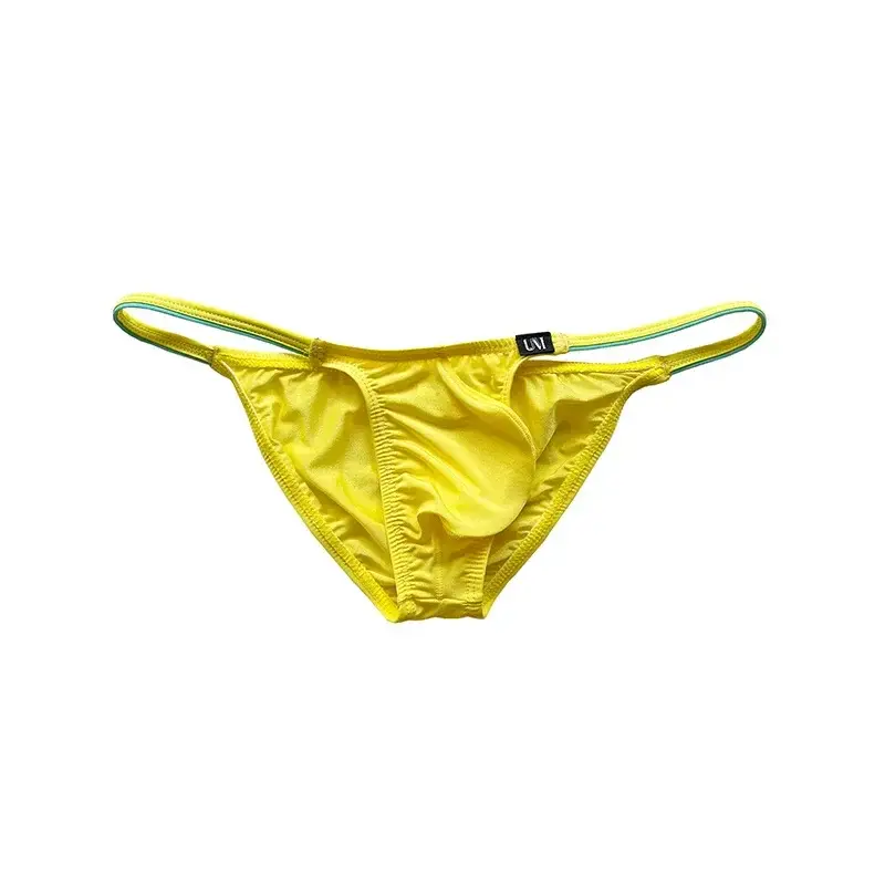 New Arrival Men's Ice Silk Briefs Color Block Low-rise Thin Sexy Underwear — image 2