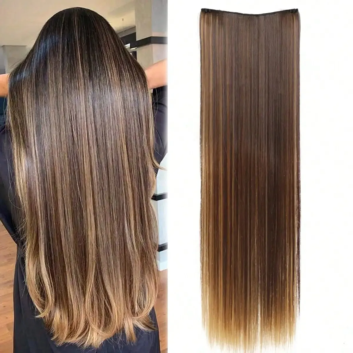 JKL Synthetic 5 Clip In Hair Extensions Long Straight Hairstyle Hairpiece Black Brown Blonde 80CM Natural Fake Hair For Women — image 15