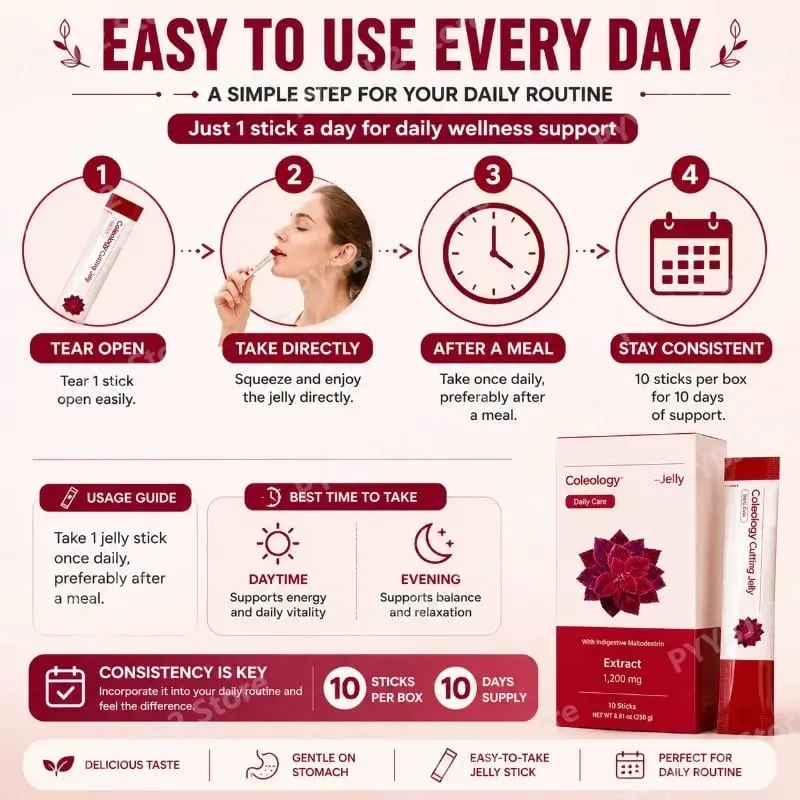 Coleology Cutting Stick Jelly Pomegranate Flavor with Plant Based Formula and Chia Seeds Help Stay Healthy 10packs Supplement — image 3