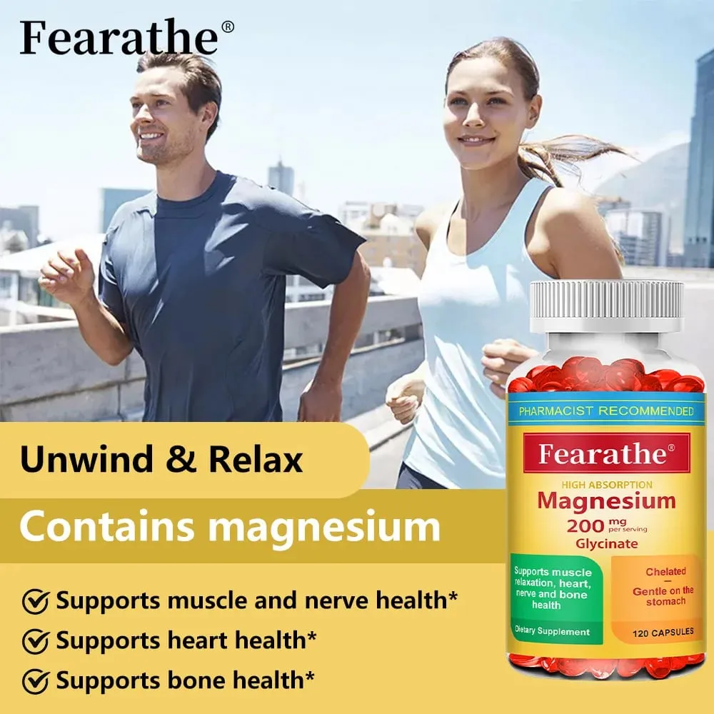 Magnesium Glycinate Capsules 200mg Mineral Supplement for Relaxation Sleep Muscle Bone Cardiovascular & Immune Health — image 4