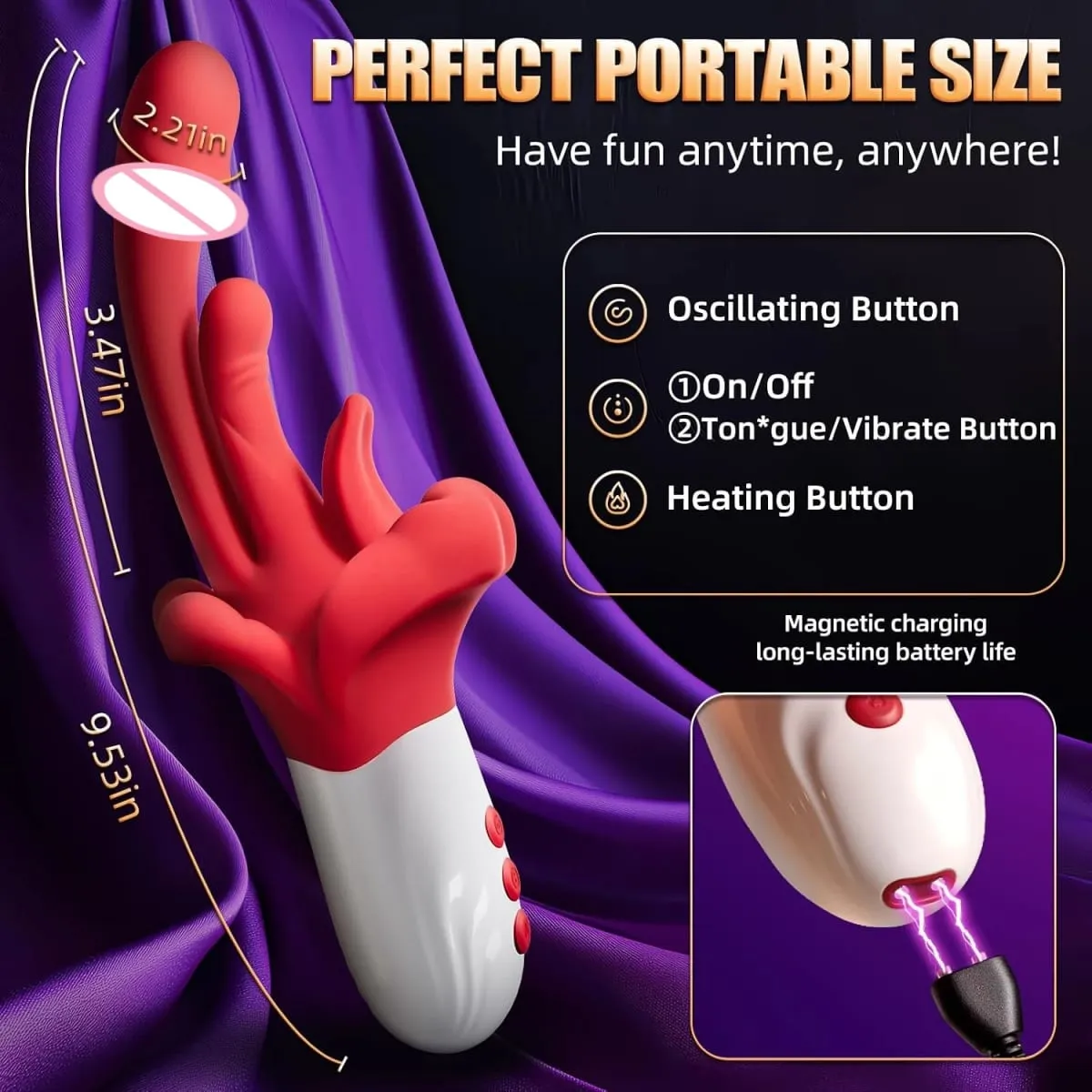 G Spot Vibrator Womens Sex Toy - Tongue Vibrator Adult Toys with 10 Tongue Licking and 5 Rhythmic Swings & Heating Modes for Clitoral Nipple & Anal,Rose Sex Toy Tongue Toy for Women Couple Game — image 7