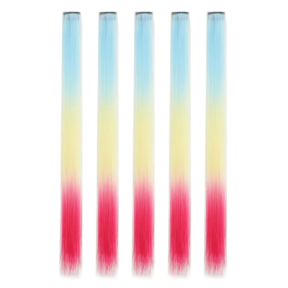 5PCS/set Clip in Hair Extensions Synthetic Hairpieces Colored Party Highlights for Girls 18 inches Multi-colors Straight Hair — image 29