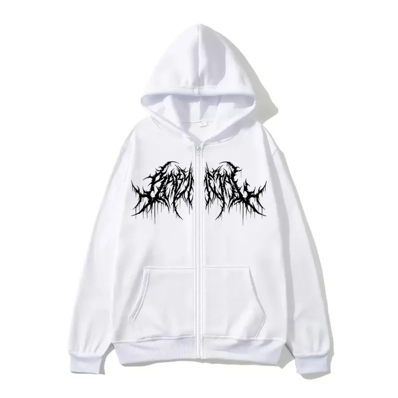 Y2K moletom com capuz com zíper masculino moderno estampado estilo hip hop gótico 2026 outono/inverno quente moletom de manga comprida — image 6