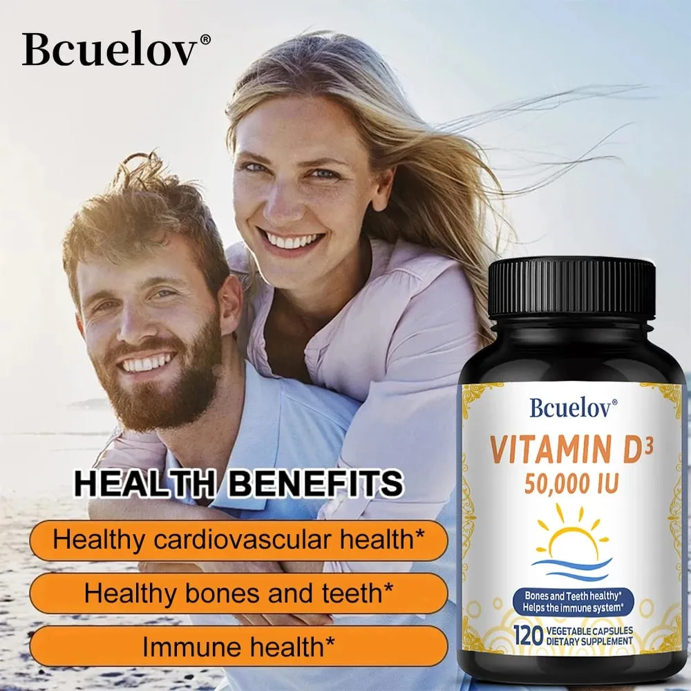 D3-vitamin 50000 NE - Csontok egészségének és immunrendszerének támogatása - GMO-mentes gluténmentes - D3-vitamin D-vitamin-kiegészítő férfiaknak és nőknek — image 6