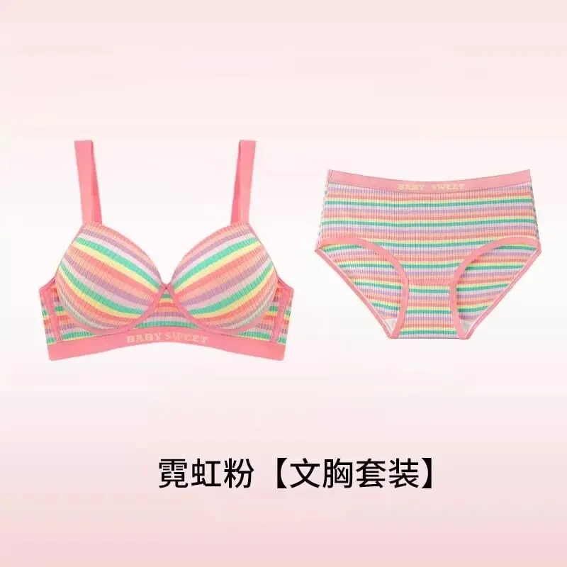 Seamless Bra Set for Women Rainbow Striped Shaping Bralette Lifting & Anti-Sagging Lingerie Small Bust Fit S-XL — image 10