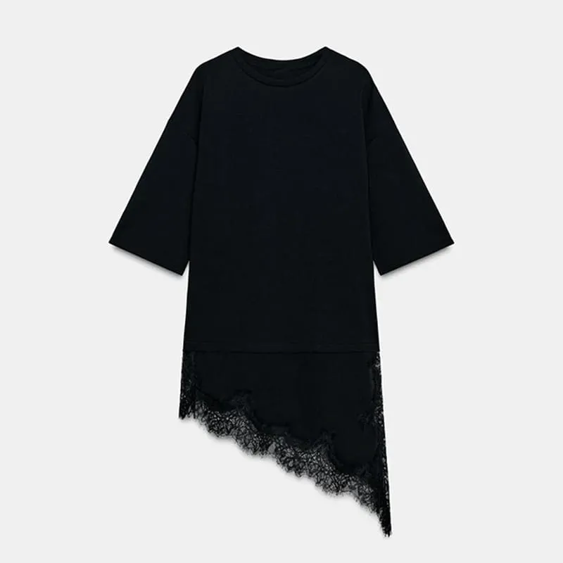 Elegante renda retalhos vestido curto feminino ver através de gola alta manga alargamento vestidos de festa 2025 outono senhora roupões de noite — image 9
