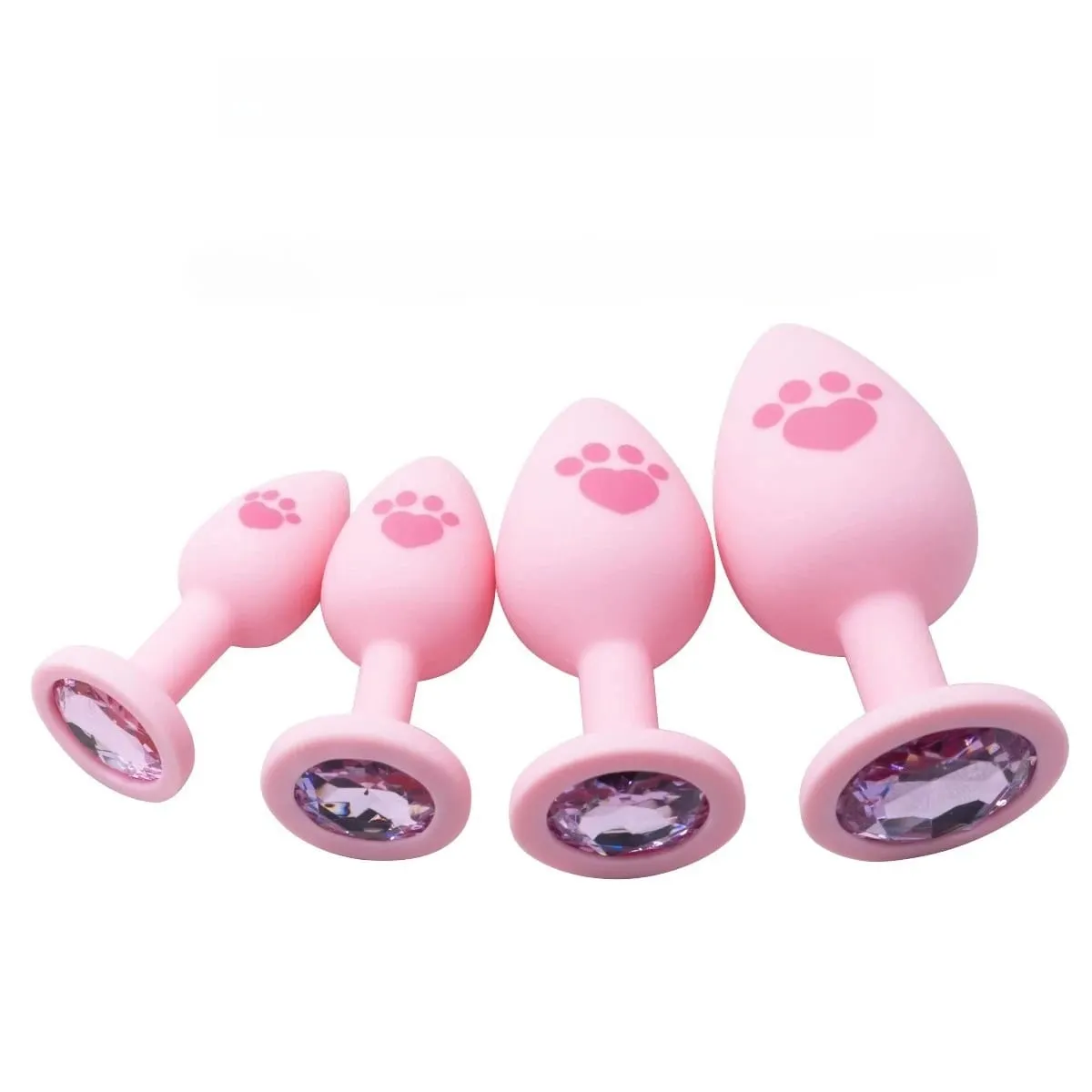 New 4 Sizes Cat Paw Silicone Anal Plug Pink Butt Plug Crystal Base Anus Dilator Expander Sex Toys For Woman Men Prostate Massage — image 2