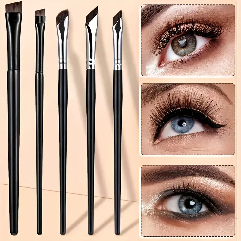 5pc Eyeliner Brush Set with Tilted Fine Blade Suitable for Precise Application - Suitable for All Skin Types Makeup Brushes Set