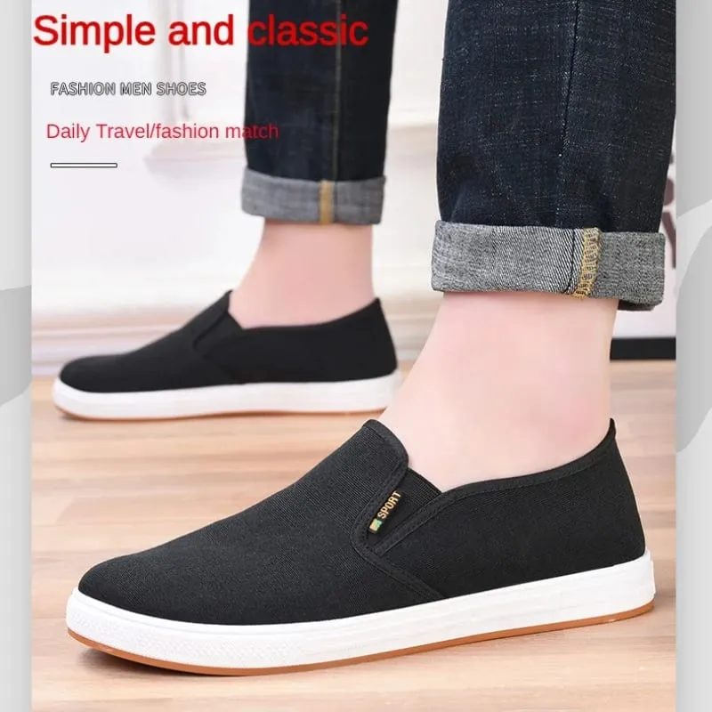 Sepatu Kanvas Pria Sepatu Flat Ringan Vulkanis Slip-On Kasual, Pengiriman Gratis Terjangkau — image 6