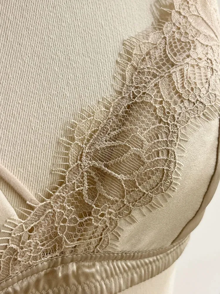 Bra Renda Gaya Perancis Bralette Payudara Kecil Tanpa Kawat Cangkir Segitiga Tali Tipis Set Lingerie Push Up Seksi Pakaian Dalam Wanita — image 7