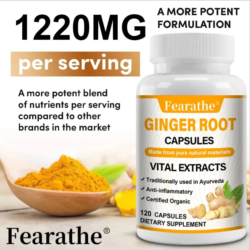 Bio-Ingwerwurzel-Kapseln 1200 mg – mit schwarzem Pfefferextrakt für Gelenkgesundheit, entzündungshemmende Muskelimmunität — image 5