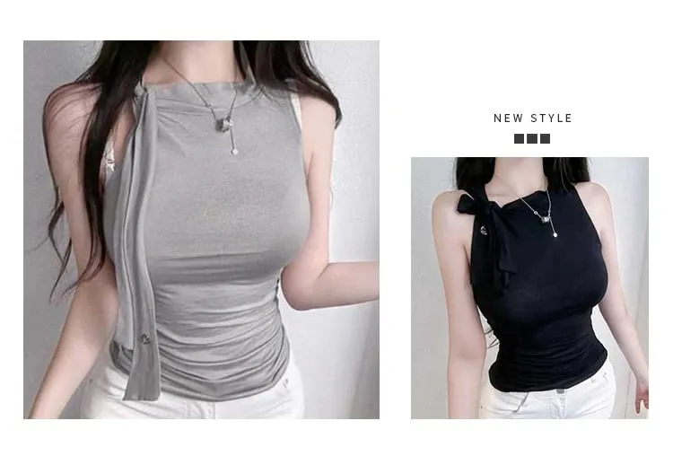 2026 Sexy Pure Desire Design Slim Women Bodycon Camisole Korean Dongdaemun Sleeveless Tank Top Solid Versatile Base Layer Top — image 9