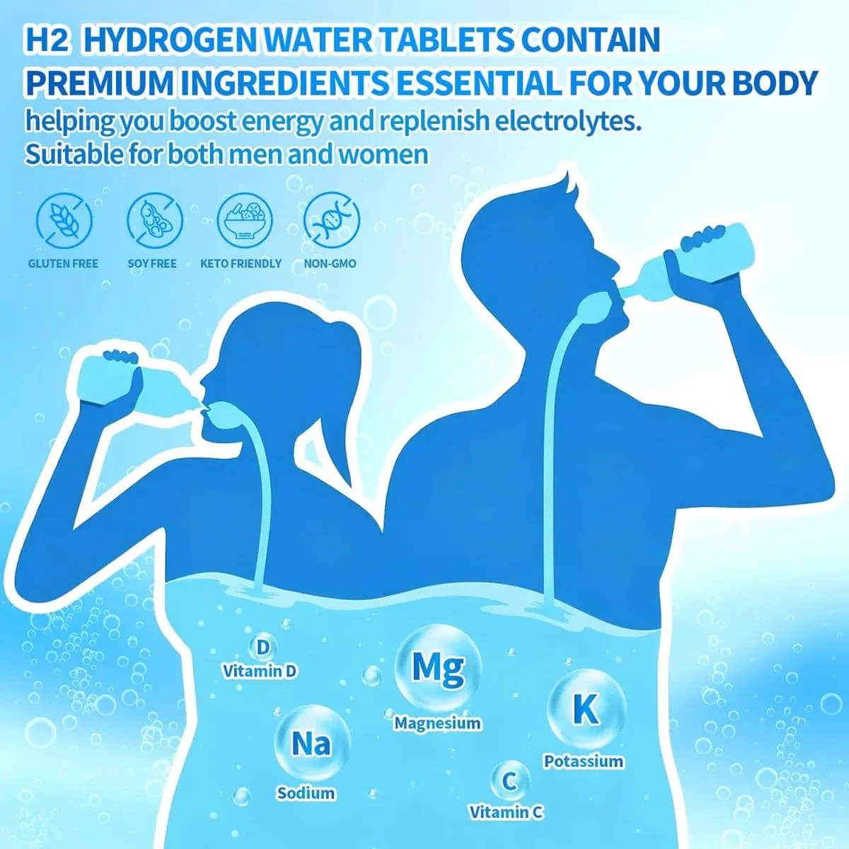H2 Molecular Hydrogen Water Tablets with Magnesium - Energy Boost - Gluten Free - Antioxidant & Cellular Health Support — image 5