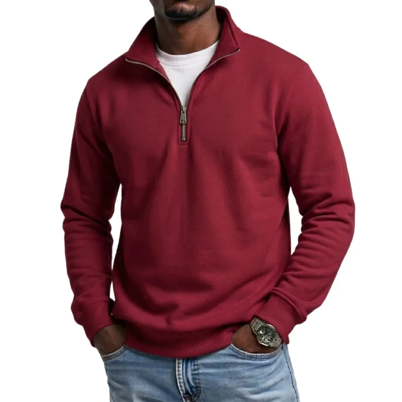 Outdoor Men Zipper Sweatshirts Spring Quarter Zip Pullover Half Zipper Hoodie for Men Gym Man Autumn Solid Men's Sweatshirt Coat — image 5