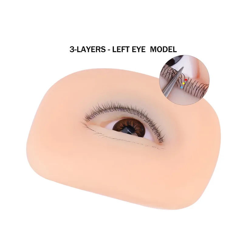3 Layers Lashes Reusable Mannequin Eyes Eyelash Extension Eyes Model Doll Face Head Training Simulated Silicone Eye Makeup Tools