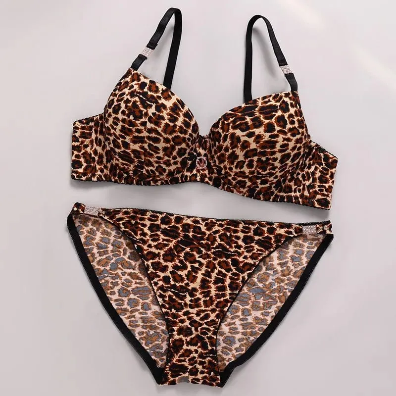 2026 New Sexy Leopard Print Underwear For Women Push Up Bra Sets Seamless Khaki Beige Black Female Lingerie — image 6