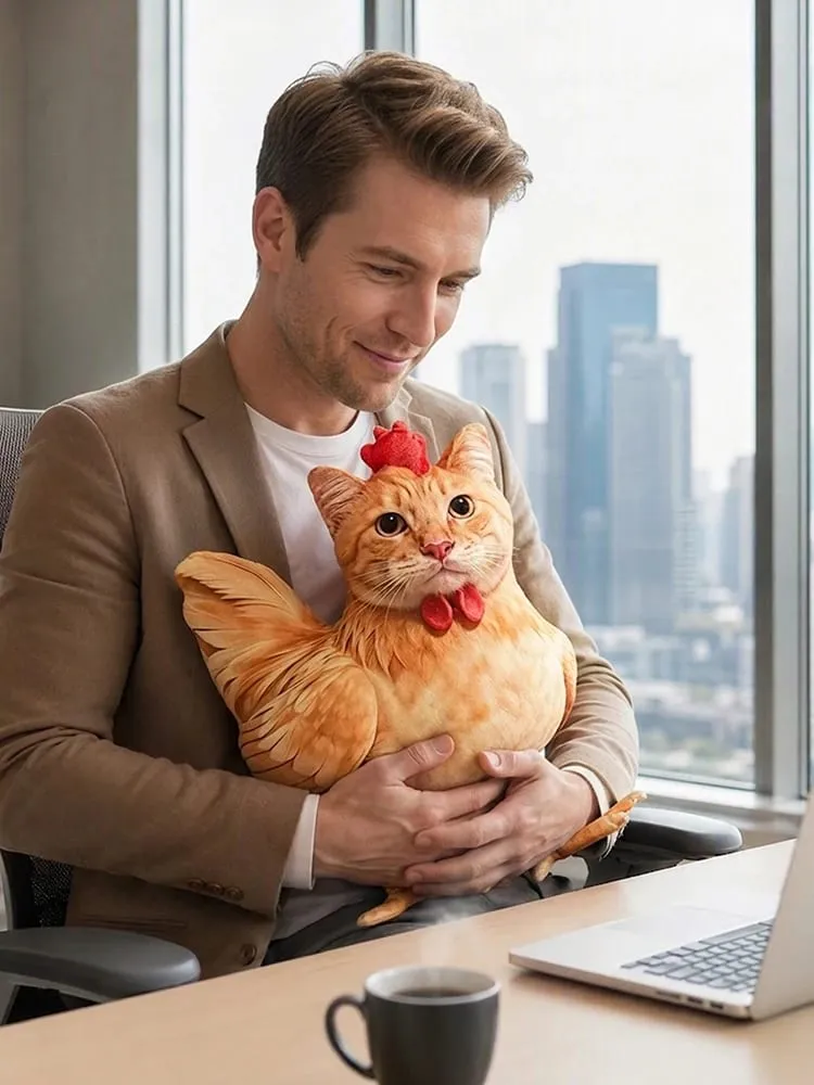 Gato frango engraçado novidade brinquedo de pelúcia animal de pelúcia sofá travesseiro 3d almofada bonito gatinho boneca decoração do quarto
