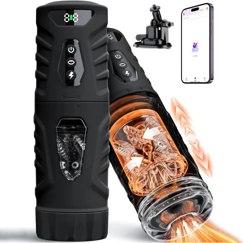 Automatic Sucking Male Masturbator Cup AI Sync Adult Sex Toys for Men 7 Thrusting Rotation Modes Blowjob Pocket Pussy Penis Pump
