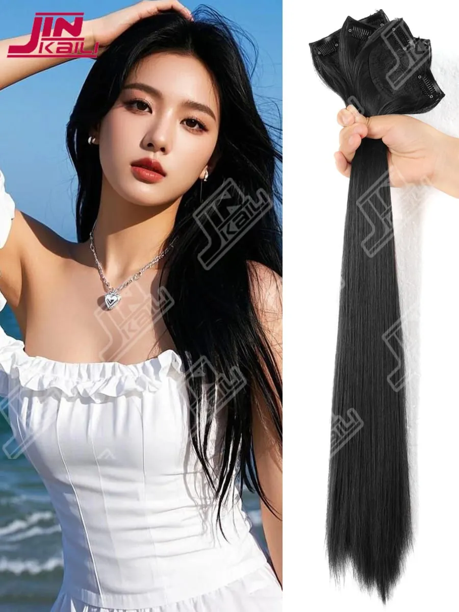 JKL Long Hair Extension Pieces Realistic Volume Boost Invisible Traceless Three Piece Set Asian Synthetic Hair Extensions