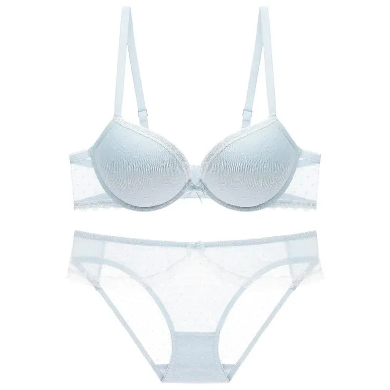European and American Upper Support Top Thin Bottom Thick Cotton Cushion Steel Ring Push up Sexy Bra Lace Lingerie Bra Set — image 4