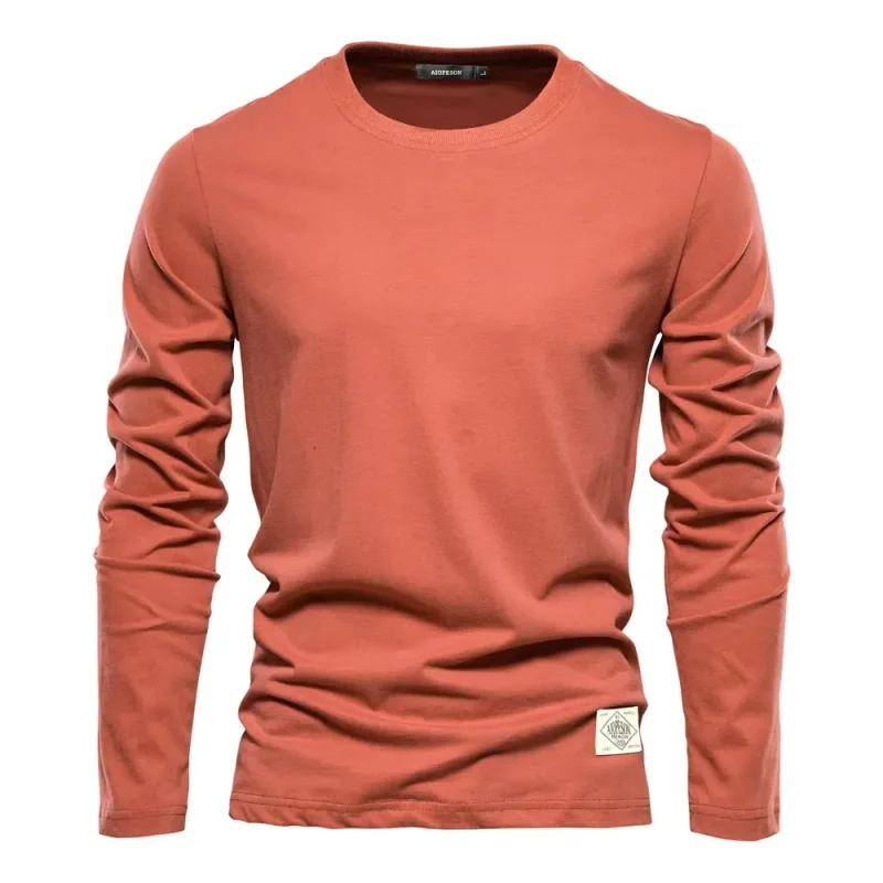 2026Bagong Solid na Kulay na Cotton Crewneck Sweatshirt na Lalaking Casual Long Sleeve Loose Pullover Top