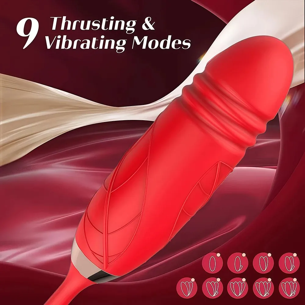 Telescopic Thrusting Sucker Vibrator for Women Rose Sucking Clit Stimulator Dildo Licking Vagin Anal Massager Sex Toys Couples — image 3