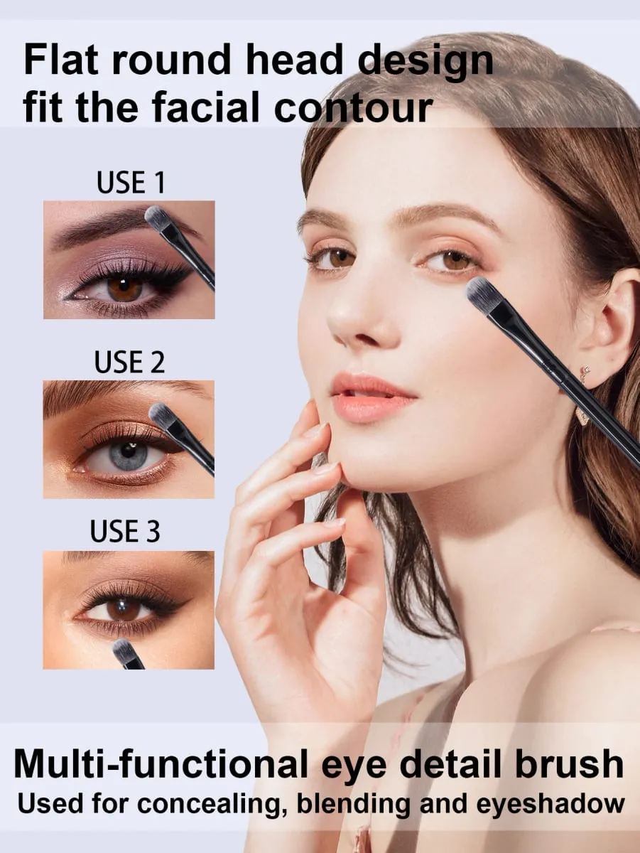 12PCS Soft Bristle Eyeshadow Brush Set - Eye Makeup Blending Brush Highlighter Brush Concealer Brush Portable Makeup Tools
