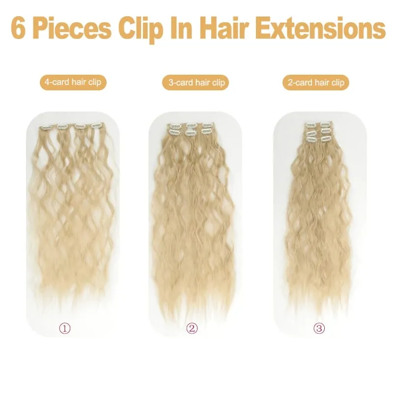 24 Inches 16 Clip Black Natural Daily Long Curly Hair Extensions Seven-Piece Set For Women — image 3